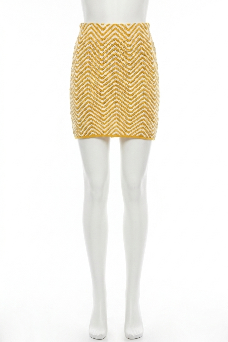 NEW RONNY KOBO biance knit skirt in canary multi